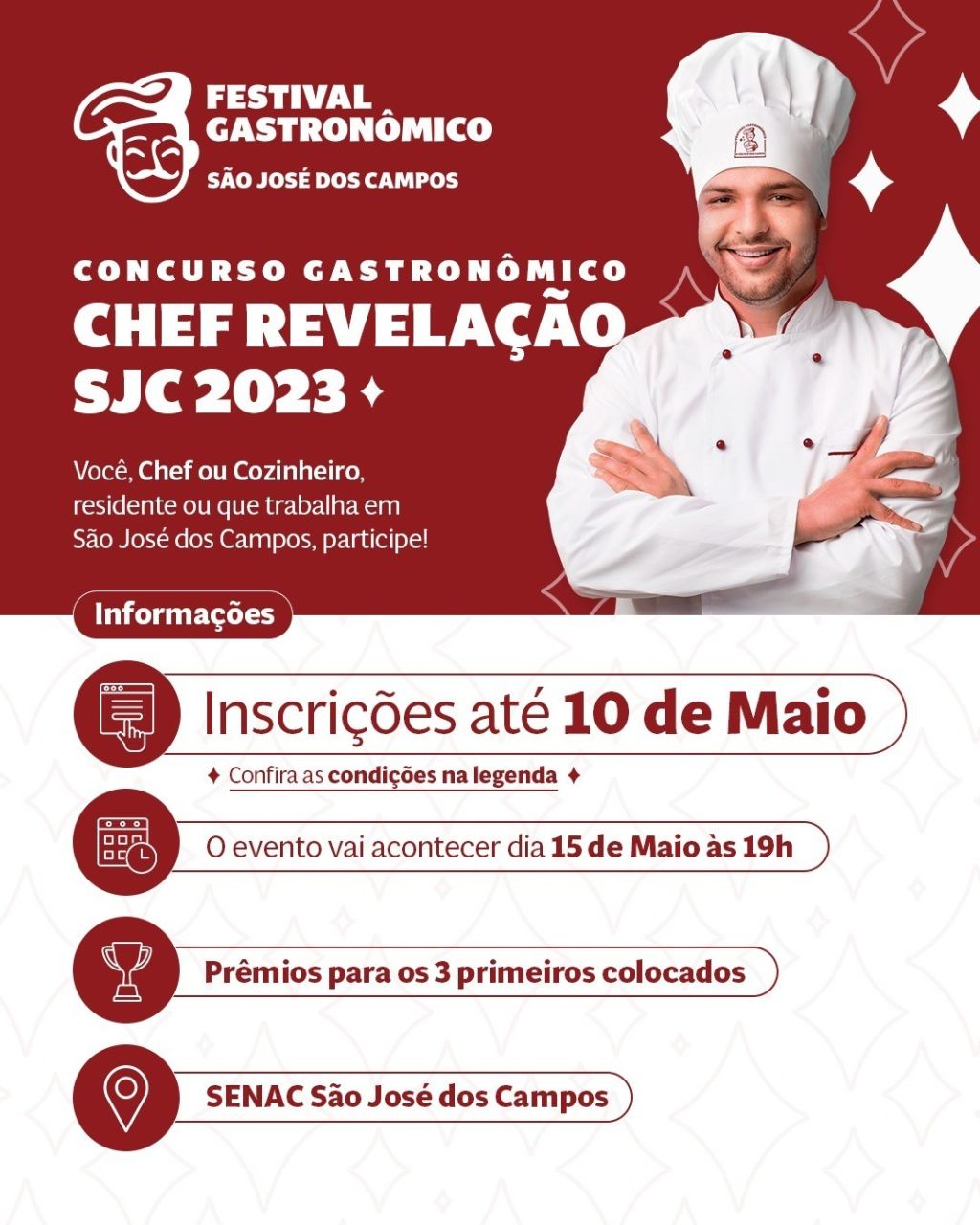 Inscreva-se para o Concurso Chef Revelação promovido pelo Festival Gastronômico de São José dos Campos